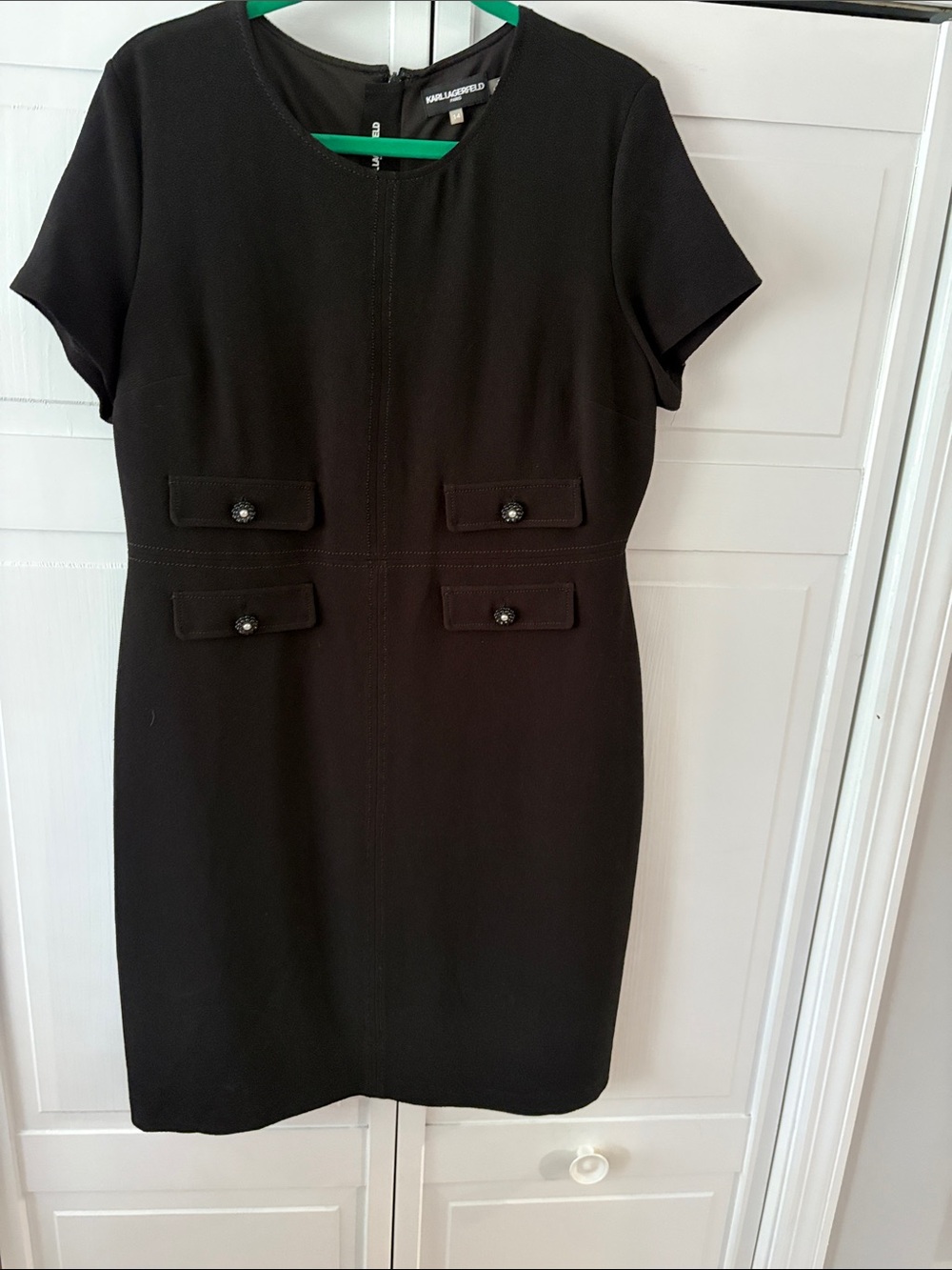 Karl Lagerfeld Black Short Sleeve Sheath Dress-size 14